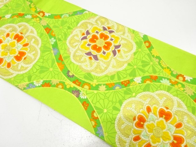 Antique Tachiwaku Niwaku Hana-Mon Woven Fukuro obi (Wearable)